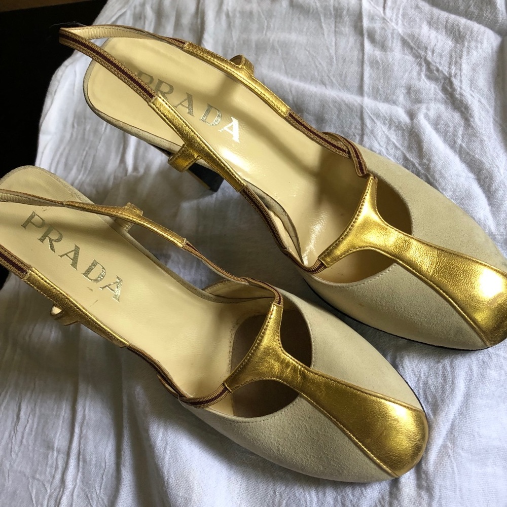 Prada Vintage Gold Heels Pumps